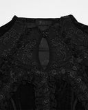 Punk Rave Womens Gorgeous Gothic Embossed Rose Velvet & Lace Blouse Top