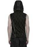 Punk Rave Mens Apocalyptic Gothic Spliced & Shredded Hooded Tank Top Vest