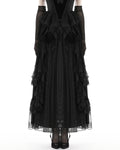 Dark In Love Womens Regency Gothic Courtesan Velvet & Lace Maxi Skirt