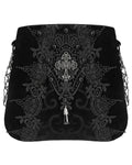 Devil Fashion Womens Gothic Crucifix Lace Applique Handbag - Black Velvet