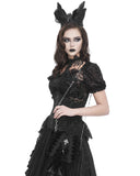 Devil Fashion Womens Gothic Crucifix Lace Applique Handbag - Black Velvet