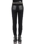 Devil Fashion Womens Apocalyptic Punk Shredded Chain & Strap Skinny Jeans