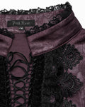 Punk Rave Mens Gothic Embossed Print Lace-Up Pirate Shirt - Red
