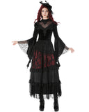 Dark In Love Womens Gothic Velvet Lace Applique Blouse Top