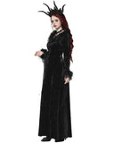 Dark In Love Long Gothic Velvet  Maxi Dress With Faux Fur & Mesh Trim