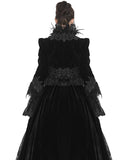 Eva Lady Dark Devore Baroque Gothic Velvet Chained Jacket