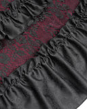 Eva Lady Womens Long Regency Gothic Jacquard & Lace Gown Dress - Black & Red