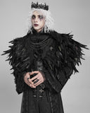 Devil Fashion Mens Gothic Aristocrat Chained & Feathered Shoulder Cape Cloak