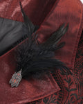 Devil Fashion Mens Gothic Aristocrat Embroidered Jacquard Waistcoat Vest - Red & Black