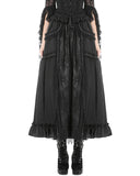 Dark In Love Womens Baroque Gothic Lace Layered Maxi Skirt - Black