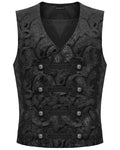 Devil Fashion Mens Regency Gothic Steampunk Paisley Velvet Waistcoat Vest Black