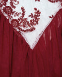 Punk Rave Womens Long Gothic Floral Sequined Wedding Prom Dress - White & Red