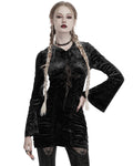 Punk Rave Daily Life Womens Dark Gothic Lace Crucifix Hooded Bodycon Dress