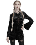 Punk Rave Daily Life Womens Dark Gothic Lace Crucifix Hooded Bodycon Dress