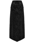 Punk Rave Womens Long Gothic Regency Paisley Velvet Side-Split Skirt