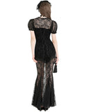 Dark In Love Long Elegant Gothic Sexy Burlesque Sheer Lace Mermaid Dress