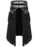 Devil Fashion Mens Apocalyptic Gothic Punk Fringed Chains Tassle Half Skirt Kilt