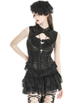 Dark In Love Womens Gothic Burlesque Lace-Up Sleeveless Blouse Top