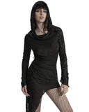 Punk Rave Daily Life Apocalyptic Gothic Asymmetric Broken Knit Hooded Dress