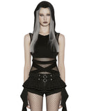 Punk Rave Daily Life Womens Gothic Wasteland Fishnet Contrast Hooded Vest Top