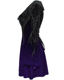 Punk Rave Womens Gothic Velvet Mini Dress With Oversize Embellished Collar - Purple & Black Gradient