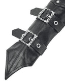 Dark In Love Womens Gothic Punk Faux Leather Buckled Gauntlet Sleeve Gloves