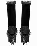 Dark In Love Womens Gothic Steampunk Embellished Velvet Armwarmer Gloves