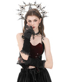 Dark In Love Womens Gothic Steampunk Embellished Velvet Armwarmer Gloves