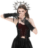 Dark In Love Womens Gothic Steampunk Embellished Velvet Armwarmer Gloves
