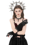 Dark In Love Womens Gothic Steampunk Embellished Velvet Armwarmer Gloves