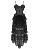 Dark In Love Gothic Burlesque Lace Train Bustle Mini Dress