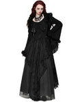 Dark In Love Womens Long Romantic Gothic Hooded Coat With Faux Fur Trims