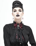 Devil Fashion Gothic Lace Bow Cravat - Red & Black