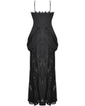 Dark In Love Elegant Gothic Ruched Lace Halter Maxi Dress