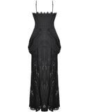 Dark In Love Elegant Gothic Ruched Lace Halter Maxi Dress