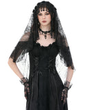 Dark In Love Womens Gothic Lace Fringed Bridal Wedding Veil