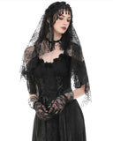 Dark In Love Womens Gothic Lace Fringed Bridal Wedding Veil