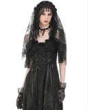 Dark In Love Womens Gothic Lace Fringed Bridal Wedding Veil