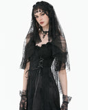 Dark In Love Womens Gothic Lace Fringed Bridal Wedding Veil
