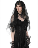 Dark In Love Womens Gothic Lace Fringed Bridal Wedding Veil