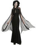 Punk Rave Womens Long Gothic Damask Flared Chiffon Sleeve Maxi Dress