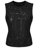 Punk Rave Womens Apocalyptic Punk Shredded Broken Knit Tank Top Vest