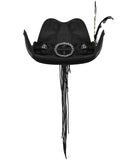 Punk Rave Mens Apocalypse Wasteland Punk Western Skulls Cowboy Hat - Black