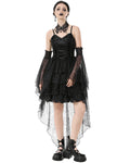 Dark In Love Womens Gothic Lolita Jacquard & Lace Fishtail Prom Dress