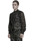 Punk Rave Mens Gothic Aristocrat Houndstooth Damask Waistcoat Vest - Black & White
