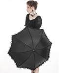 Dark In Love Gothic Lolita Parasol Umbrella - Ruffled Lace Trim