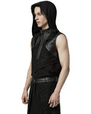 Punk Rave Mens Gothic CyberPunk Sectional Hooded Tank Top Vest