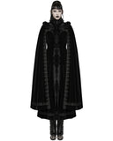 Punk Rave Womens Long Elegant Gothic Velvet & Faux Fur Beaded Cloak Coat