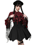 Dark In Love Womens Romantic Gothic Lolita Blouse Top & Cravat Set - Red & Black