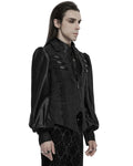 Punk Rave Mens Gothic Jacquard Rose Lace Applique Waistcoat Vest - Black